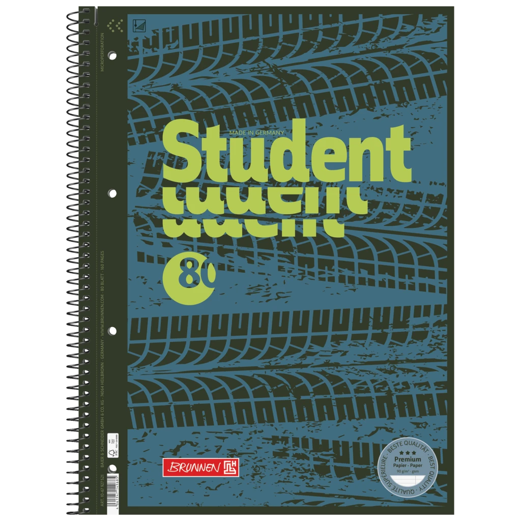 Collegeblock Premium Student Fast Wheels | A4, Lineatur 27, 80 Blatt, blau/mehrfarbig