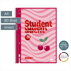 Collegeblock Premium Student Fruity Love | A4, Lineatur 27, 80 Blatt, rosa/mehrfarbig