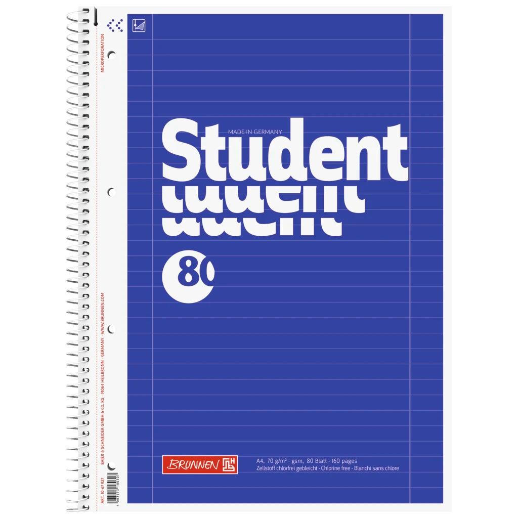 Collegeblock Student | A4, Lineatur 27, 80 Blatt, blau