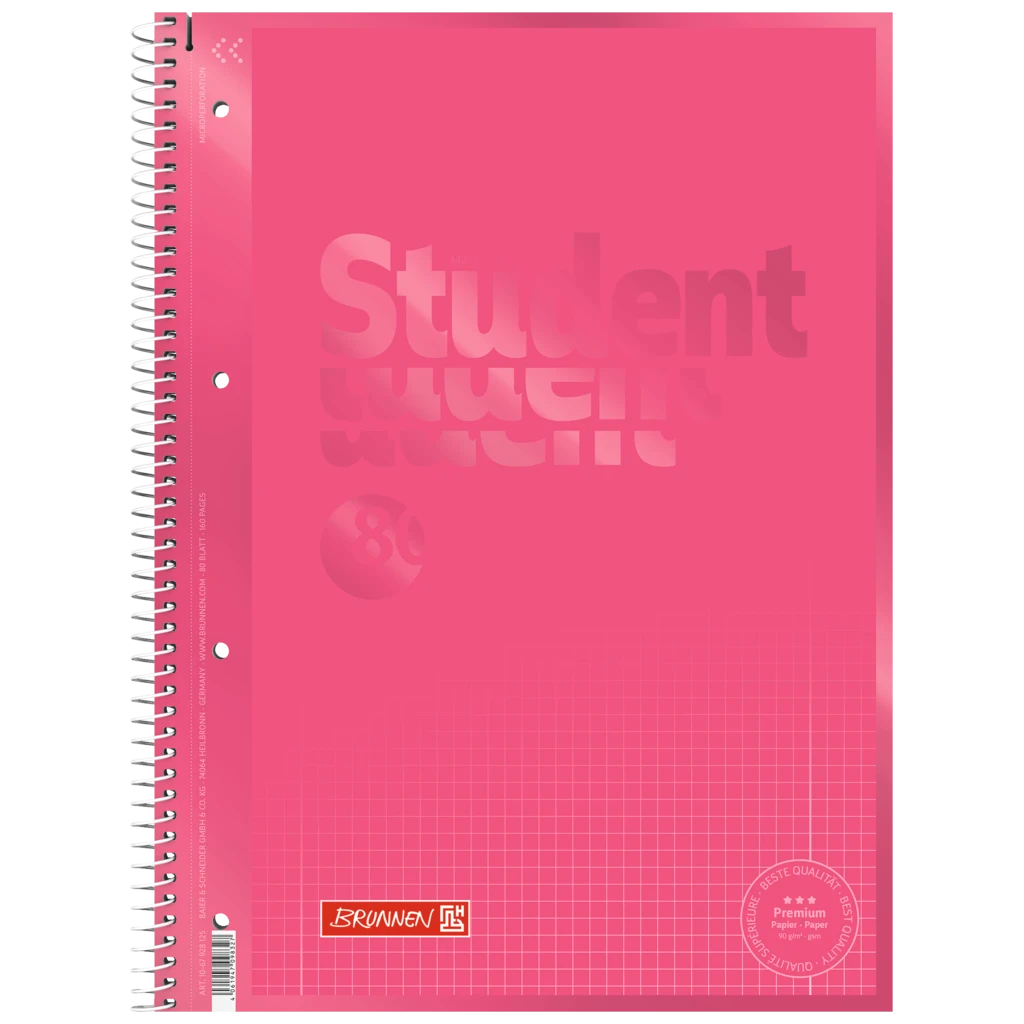 Collegeblock Premium Student Colour Code | A4, Lineatur 28, 80 Blatt, tulip