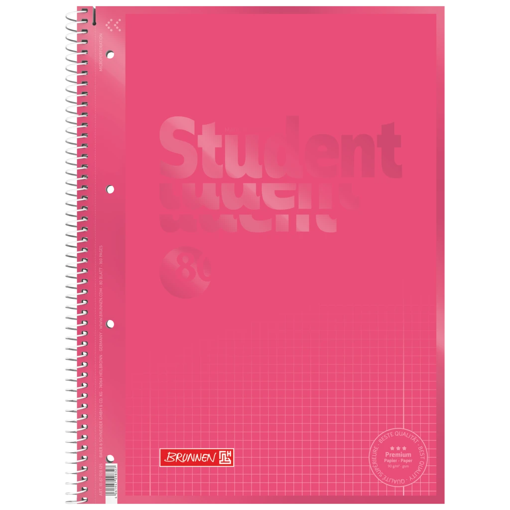 Collegeblock Premium Student Colour Code | A4, Lineatur 28, 80 Blatt, tulip
