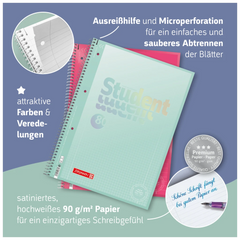 Collegeblock Premium Student Colour Code | A4, Lineatur 28, 80 Blatt, azur