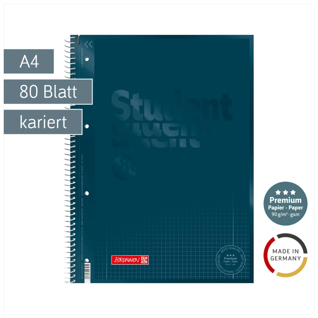 Collegeblock Premium Student Colour Code | A4, Lineatur 28, 80 Blatt, denim