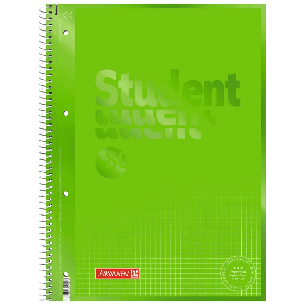 Collegeblock Premium Student Colour Code | A4, Lineatur 28, 80 Blatt, kiwi