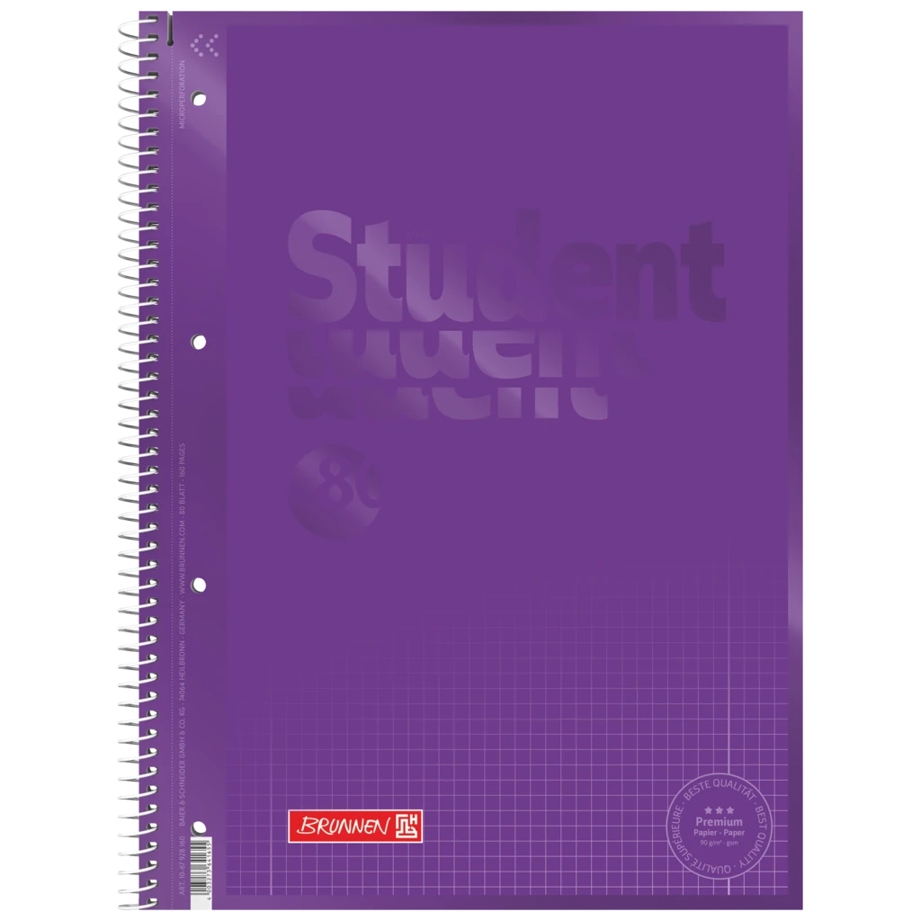 Collegeblock Premium Student Colour Code | A4, Lineatur 28, 80 Blatt, purple