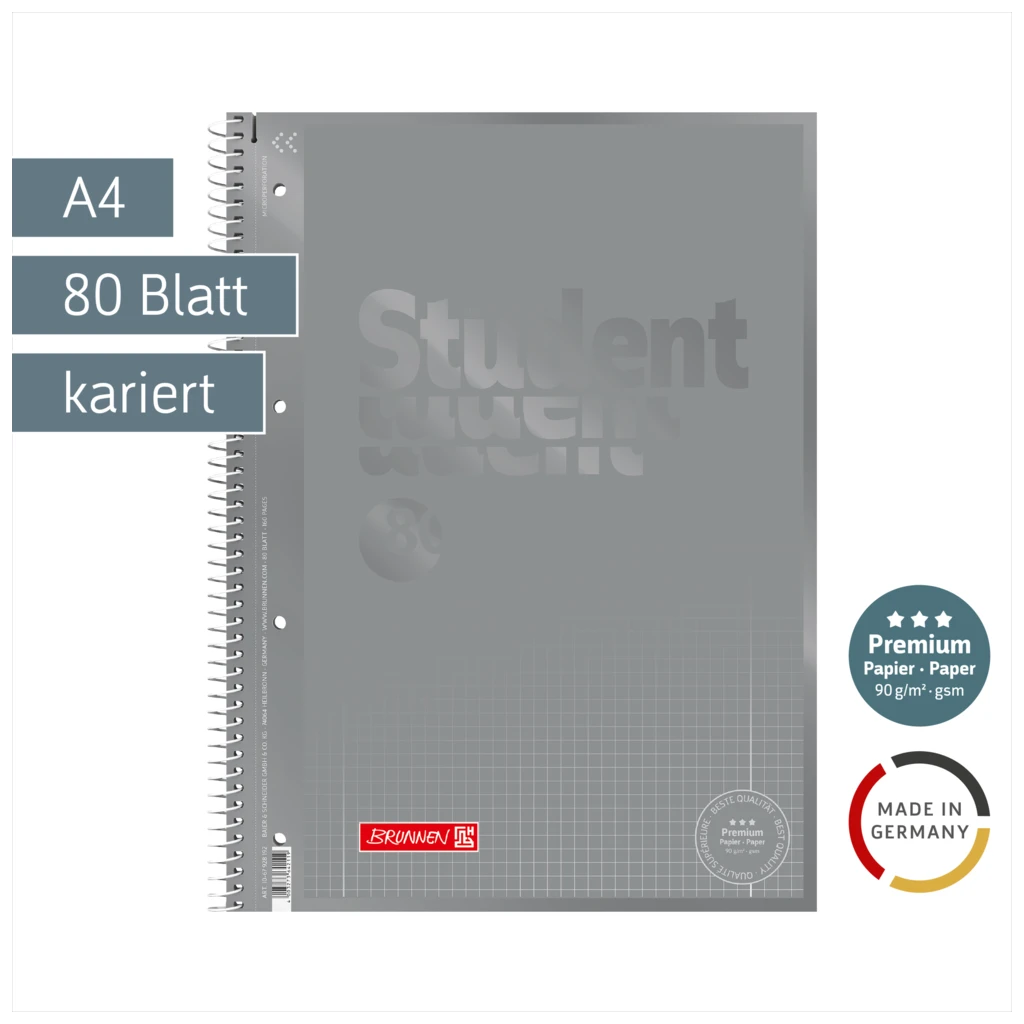 Collegeblock Premium Student Colour Code | A4, Lineatur 28, 80 Blatt, silver
