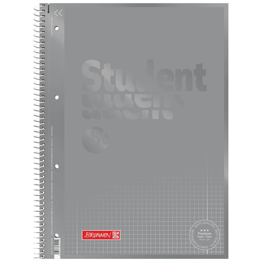 Collegeblock Premium Student Colour Code | A4, Lineatur 28, 80 Blatt, silver