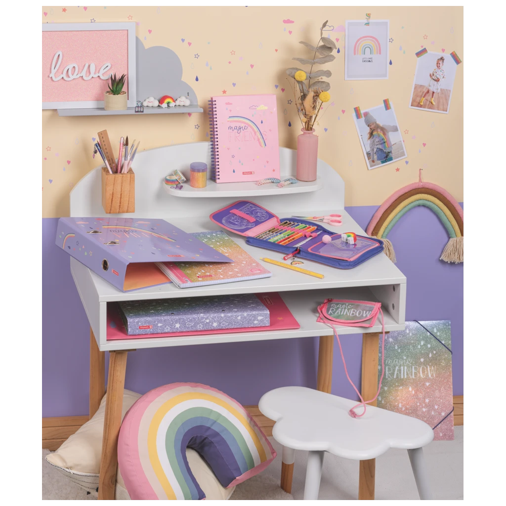 Collegeblock Premium Magic Rainbow | A4, Lineatur 28, 80 Blatt, rosarot/violett