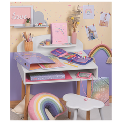 Collegeblock Premium Magic Rainbow | A4, Lineatur 28, 80 Blatt, rosarot/violett