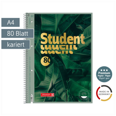 Collegeblock Premium Student „Jungle“ | A4, Lineatur 28, 80 Blatt, dunkelgrün