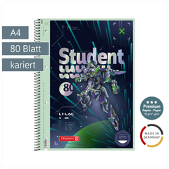 Collegeblock Premium Student Robot Heroes | A4, Lineatur 28, 80 Blatt, dunkelblau/mint