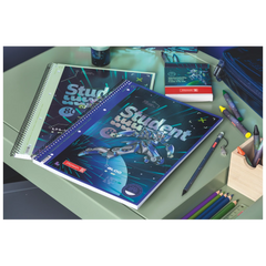 Collegeblock Premium Student Robot Heroes | A4, Lineatur 28, 80 Blatt, dunkelblau/mint