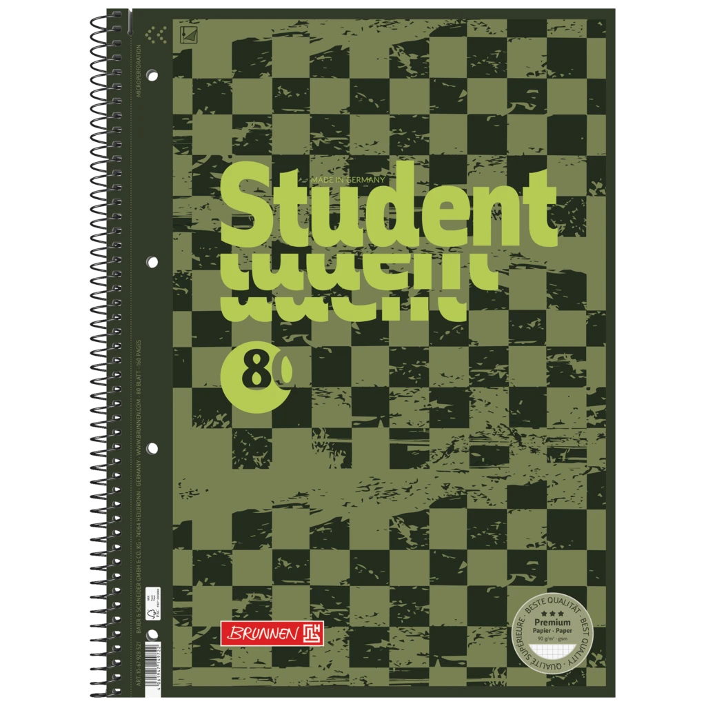 Collegeblock Premium Student Fast Wheels | A4, Lineatur 28, 80 Blatt, grün/mehrfarbig