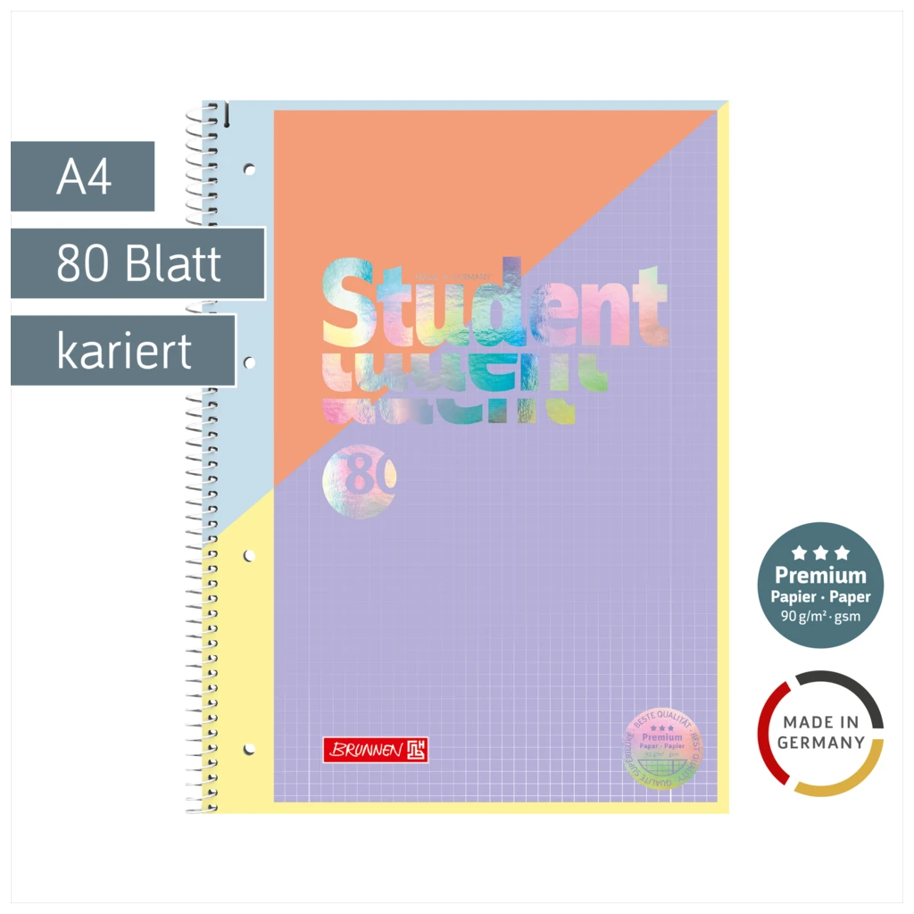 Collegeblock Premium Student „Intoxicate“ | A4, Lineatur 28, 80 Blatt, koralle/violett