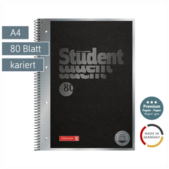 Collegeblock Premium Student „Hardwired“ | A4, Lineatur 28, 80 Blatt, schwarz