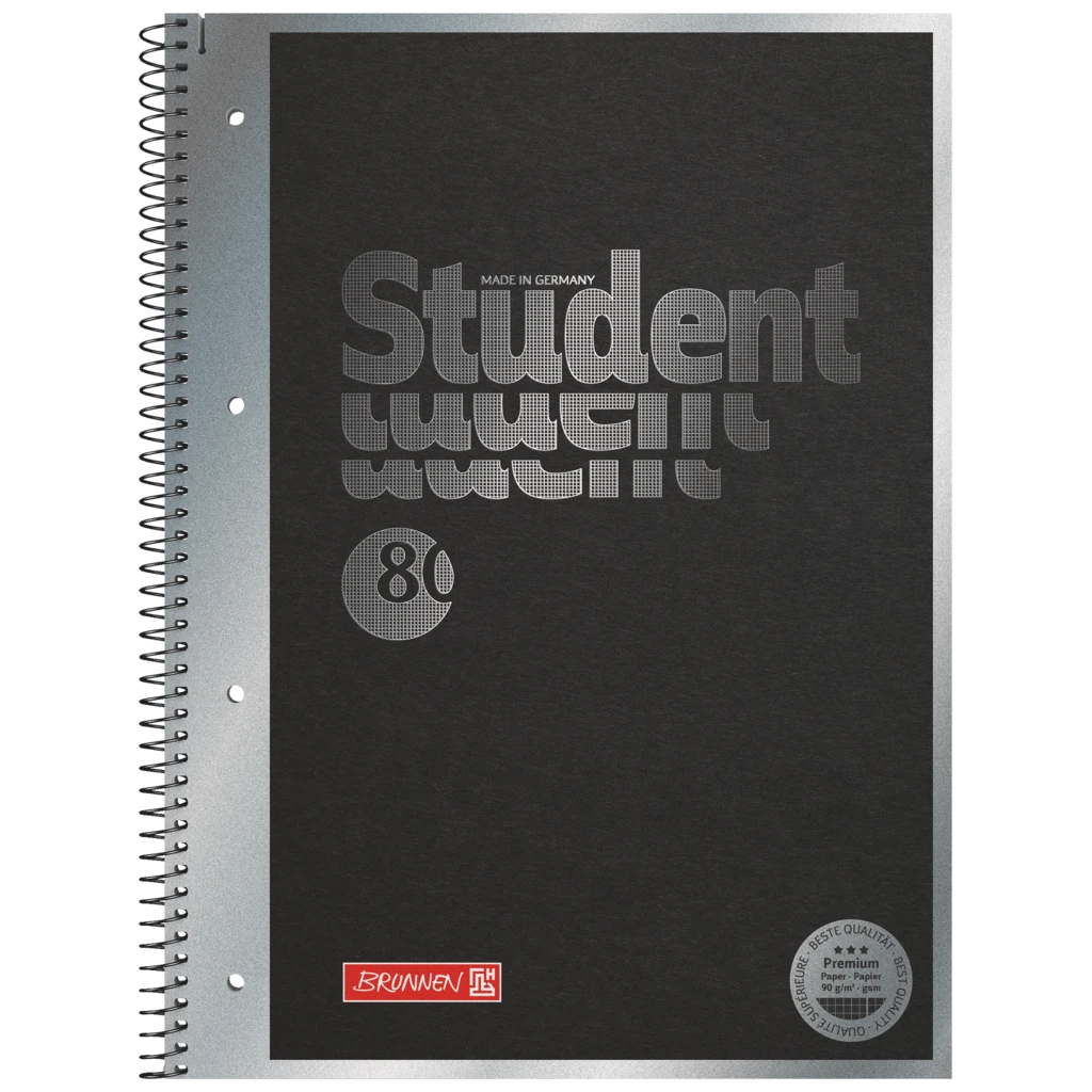 Collegeblock Premium Student „Hardwired“ | A4, Lineatur 28, 80 Blatt, schwarz