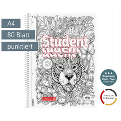 Collegeblock Premium Student „Löwe“ ZENart | A4, punktiert, 80 Blatt, weiß