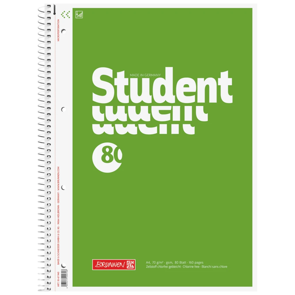 Collegeblock Student | A4, Lineatur 20, 80 Blatt, grün