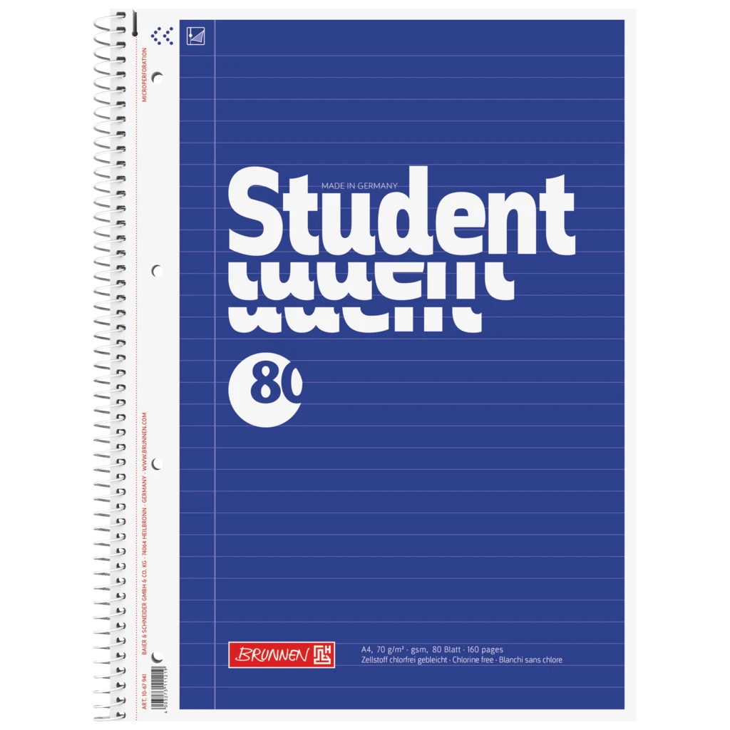 Collegeblock Student | A4, Lineatur 21, 80 Blatt, blau