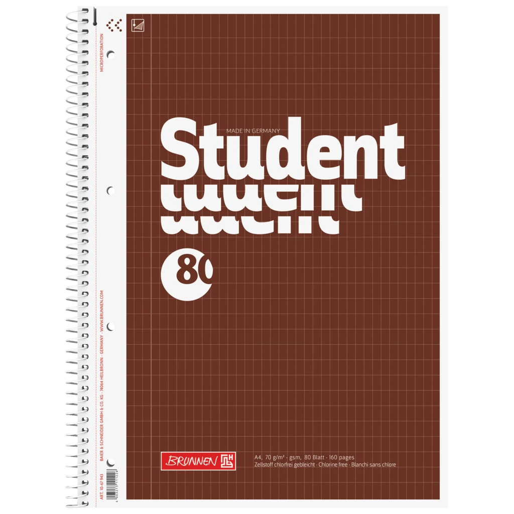 Collegeblock Student | A4, Lineatur 23, 80 Blatt, braun