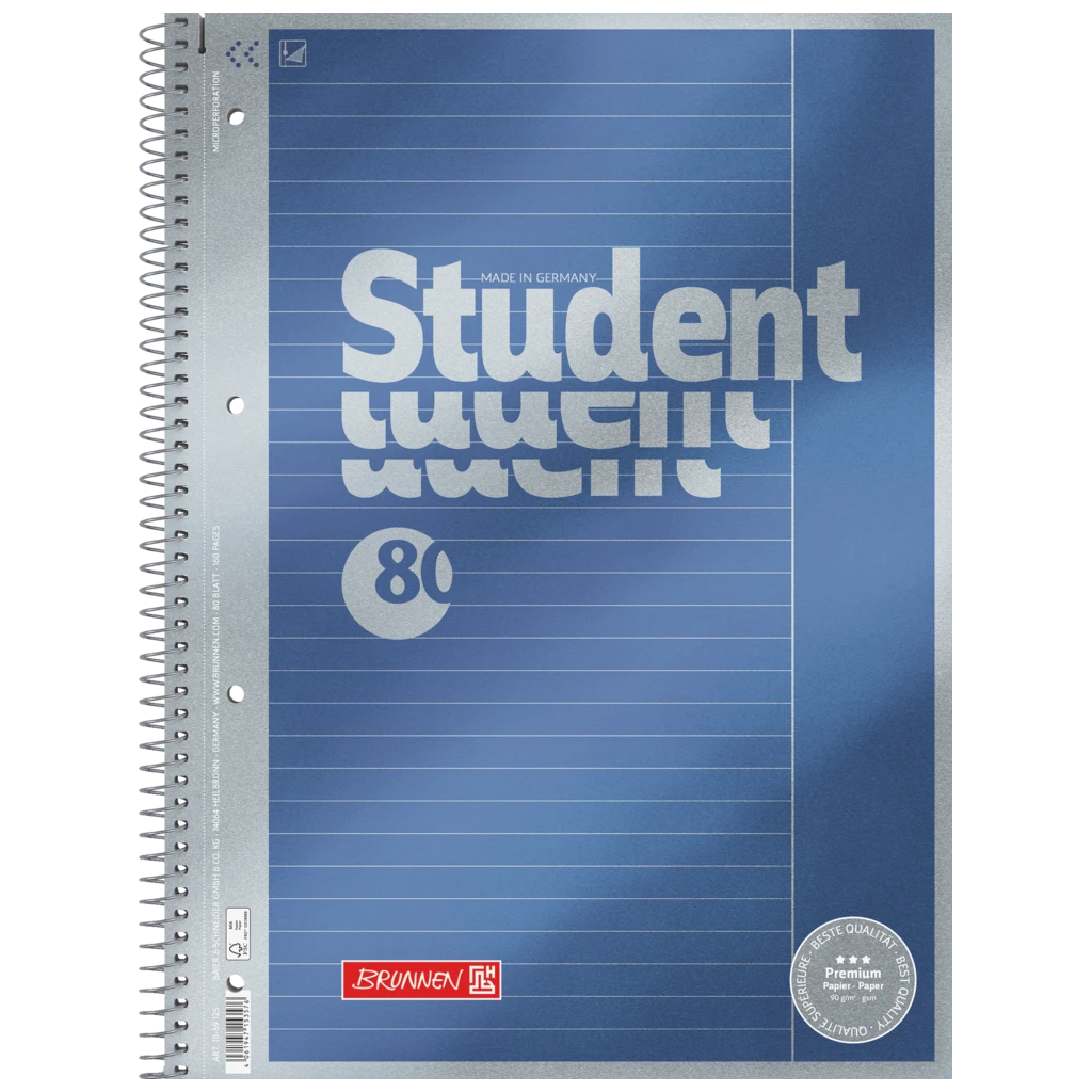 Collegeblock Premium Student | A4, Lineatur 25, 80 Blatt, blau