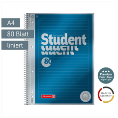 Collegeblock Premium Student | A4, liniert, 80 Blatt, blau