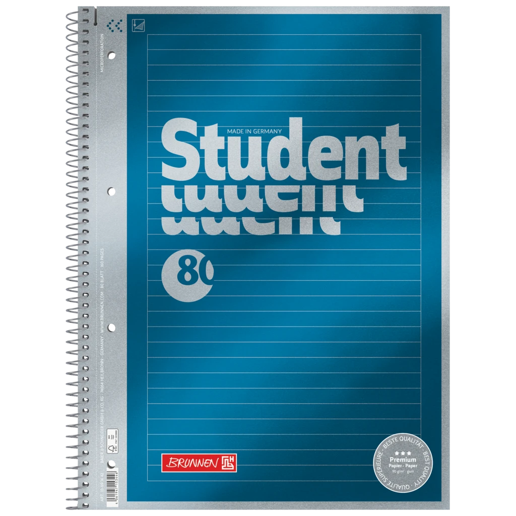 Collegeblock Premium Student | A4, liniert, 80 Blatt, blau