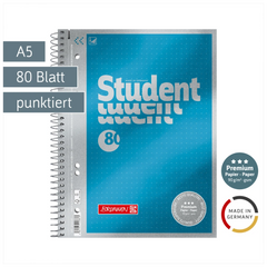 Collegeblock Premium Student | A5, punktiert, 80 Blatt, blau