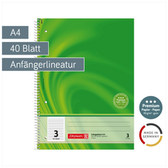Collegeblock Premium | A4, Lineatur 3, 40 Blatt, grün