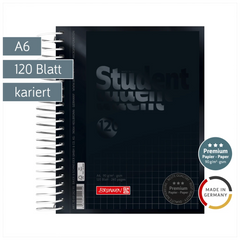 Collegeblock Premium Student Colour Code | A6, kariert, 120 Blatt, onyx