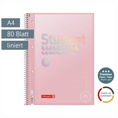 Collegeblock Premium Student | A4, Lineatur 27, 80 Blatt, pastellrosa