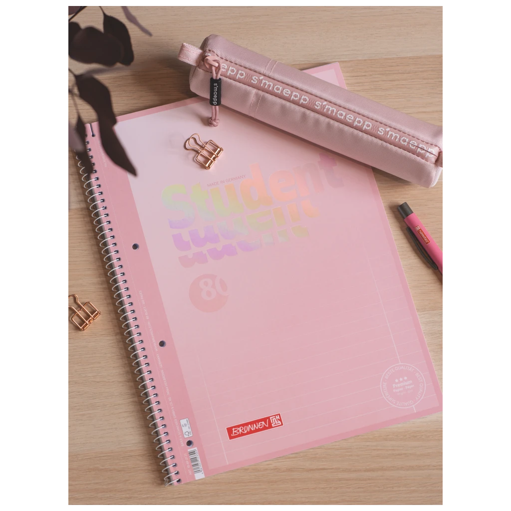 Collegeblock Premium Student „Pastell“ | A4, Lineatur 27, 80 Blatt, pastellrosa