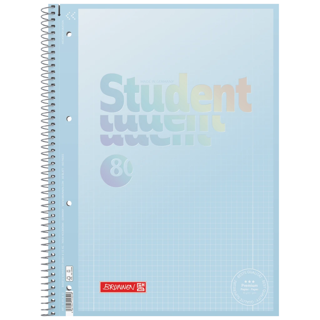 Collegeblock Premium Student | A4, Lineatur 28, 80 Blatt, pastellblau