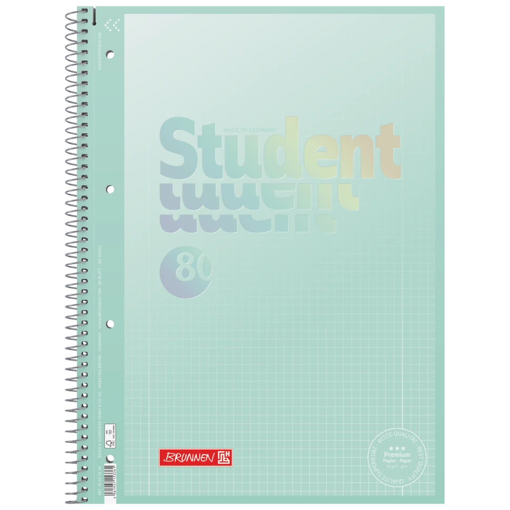 Collegeblock Premium Student | A4, Lineatur 28, 80 Blatt, pastellmint