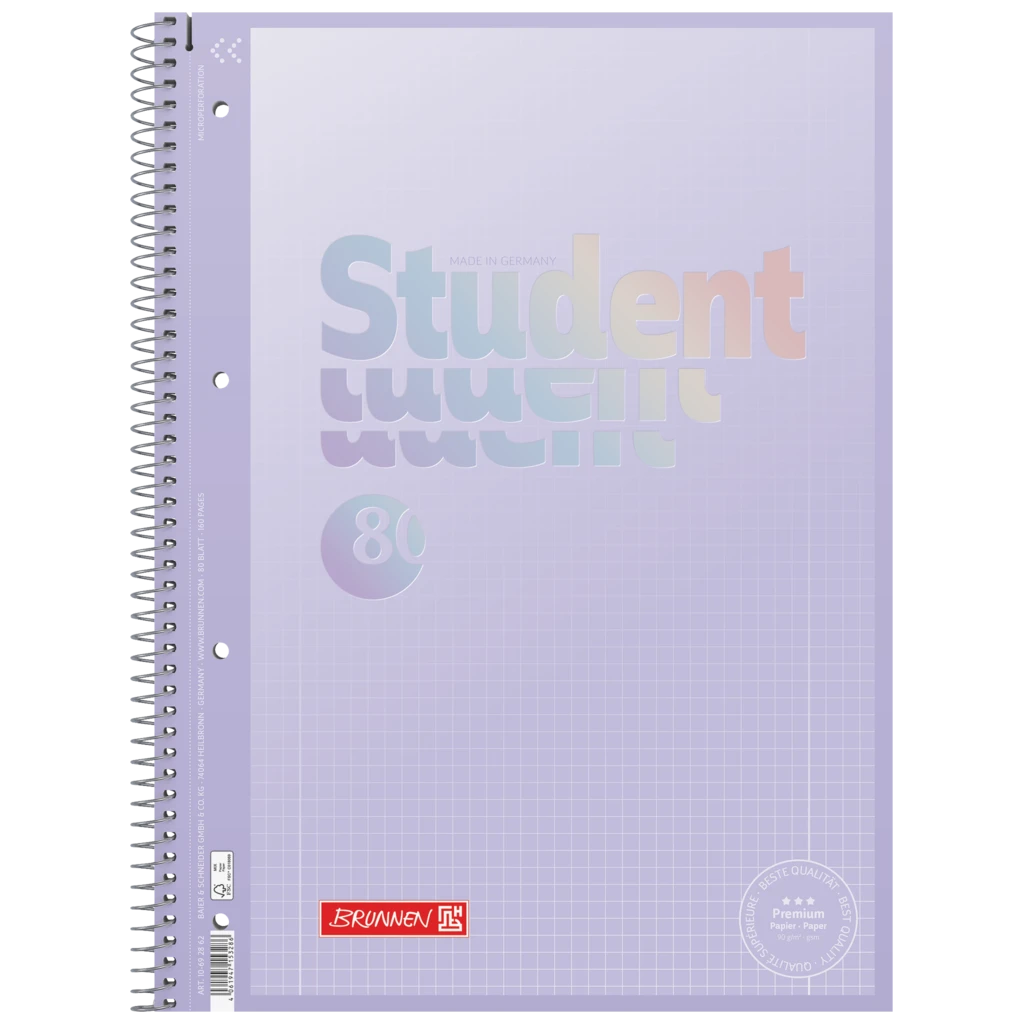 Collegeblock Premium Student | A4, Lineatur 28, 80 Blatt, pastelllila
