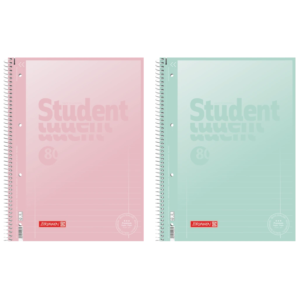 Collegeblock Premium Student „Pastell“ | A4, Lineatur 27, 80 Blatt, sortiert