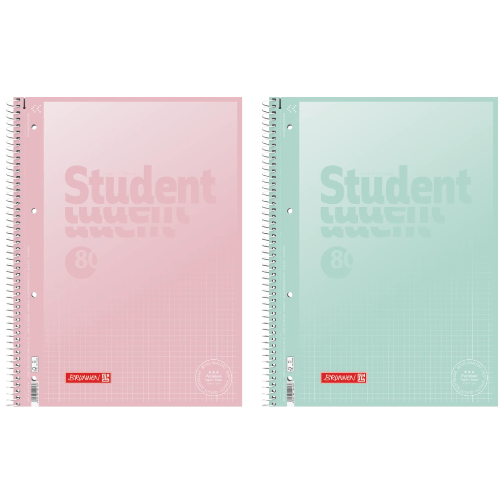 Collegeblock Premium Student „Pastell“ | A4, Lineatur 28, 80 Blatt, sortiert