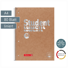 Collegeblock Premium Student FACT!plus | A4, Lineatur 27, 80 Blatt, braun/silber