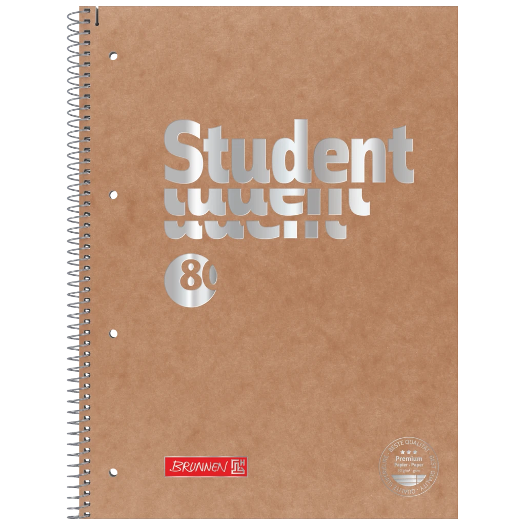 Collegeblock Premium Student FACT!plus | A4, Lineatur 27, 80 Blatt, braun/silber
