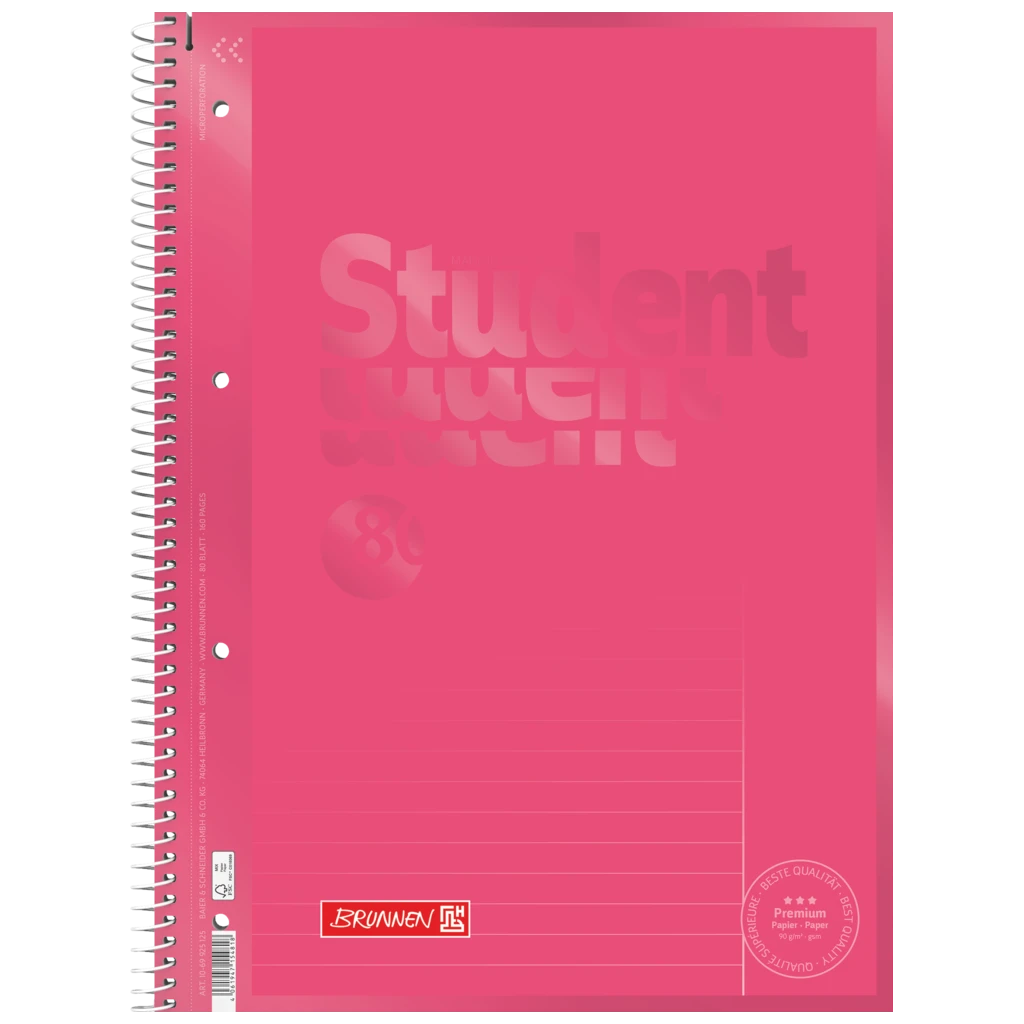 Collegeblock Premium Student Colour Code | A4, Lineatur 25, 80 Blatt, tulip