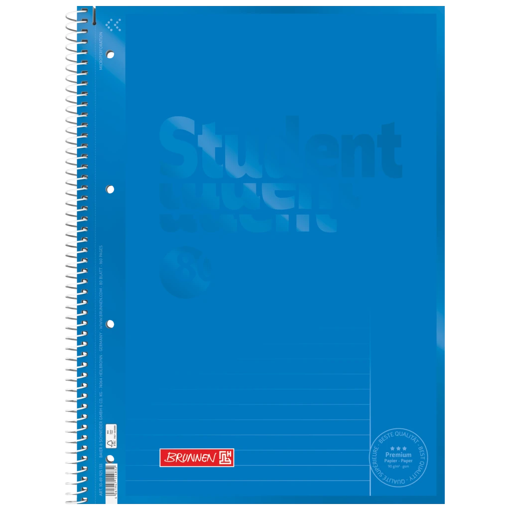 Collegeblock Premium Student Colour Code | A4, Lineatur 25, 80 Blatt, azur