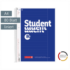 Collegeblock Student | A4, Lineatur 25, 80 Blatt, blau