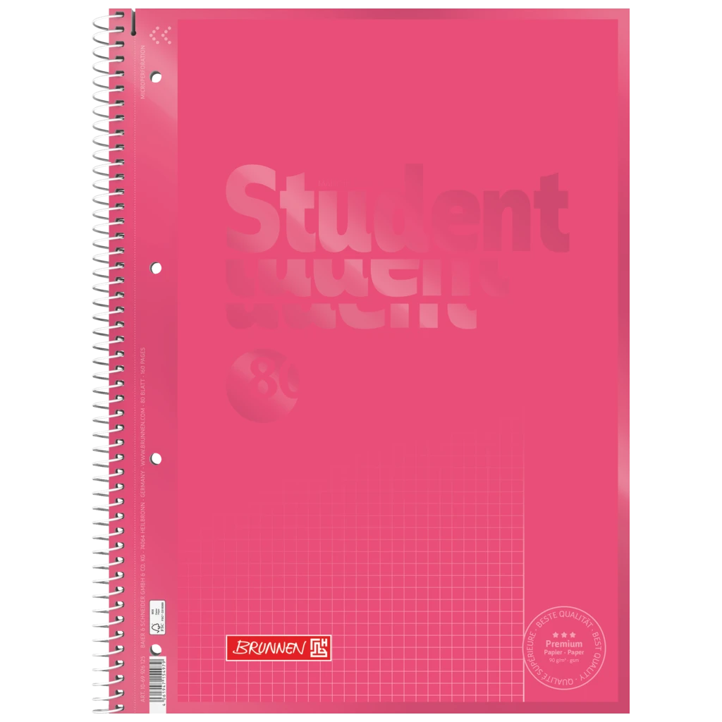Collegeblock Premium Student Colour Code | A4, Lineatur 26, 80 Blatt, tulip