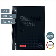 Collegeblock Premium Student Colour Code | A4, Lineatur 26, 80 Blatt, onyx