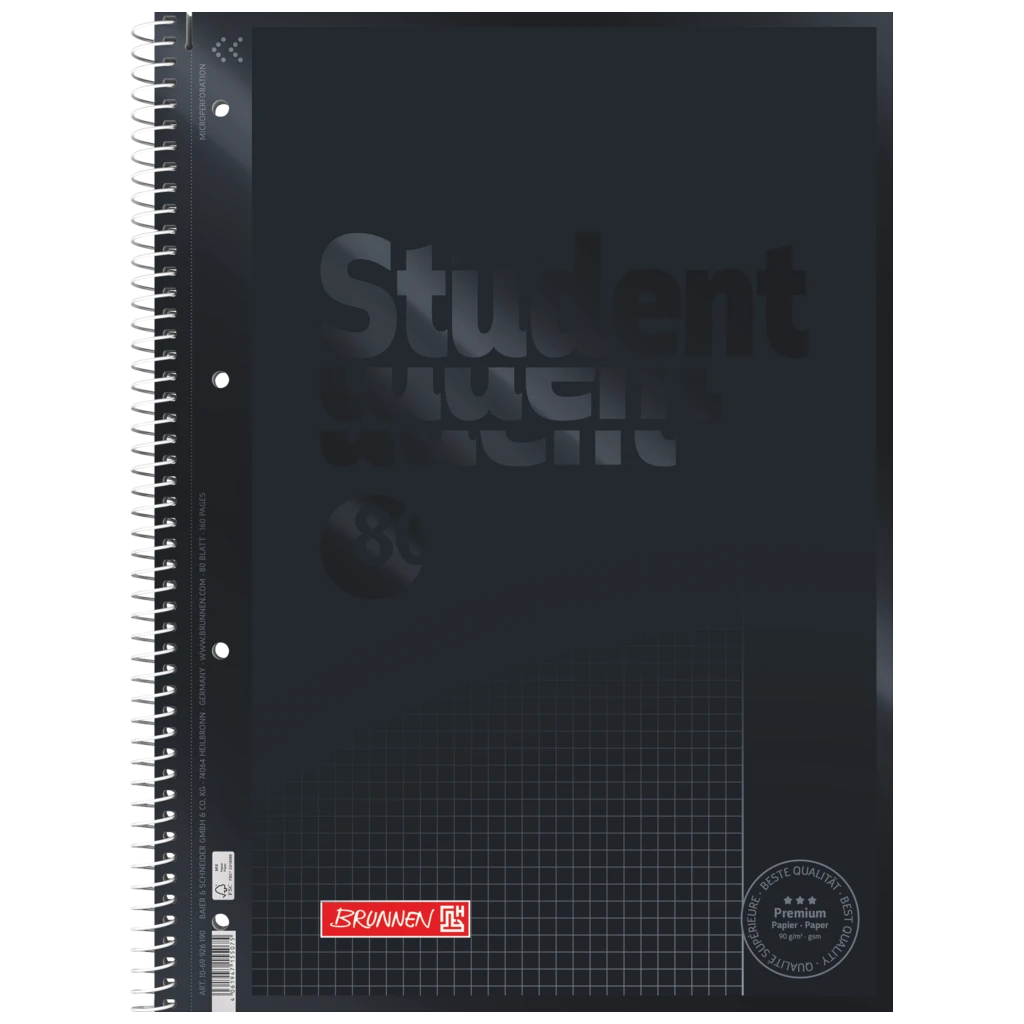 Collegeblock Premium Student Colour Code | A4, Lineatur 26, 80 Blatt, onyx