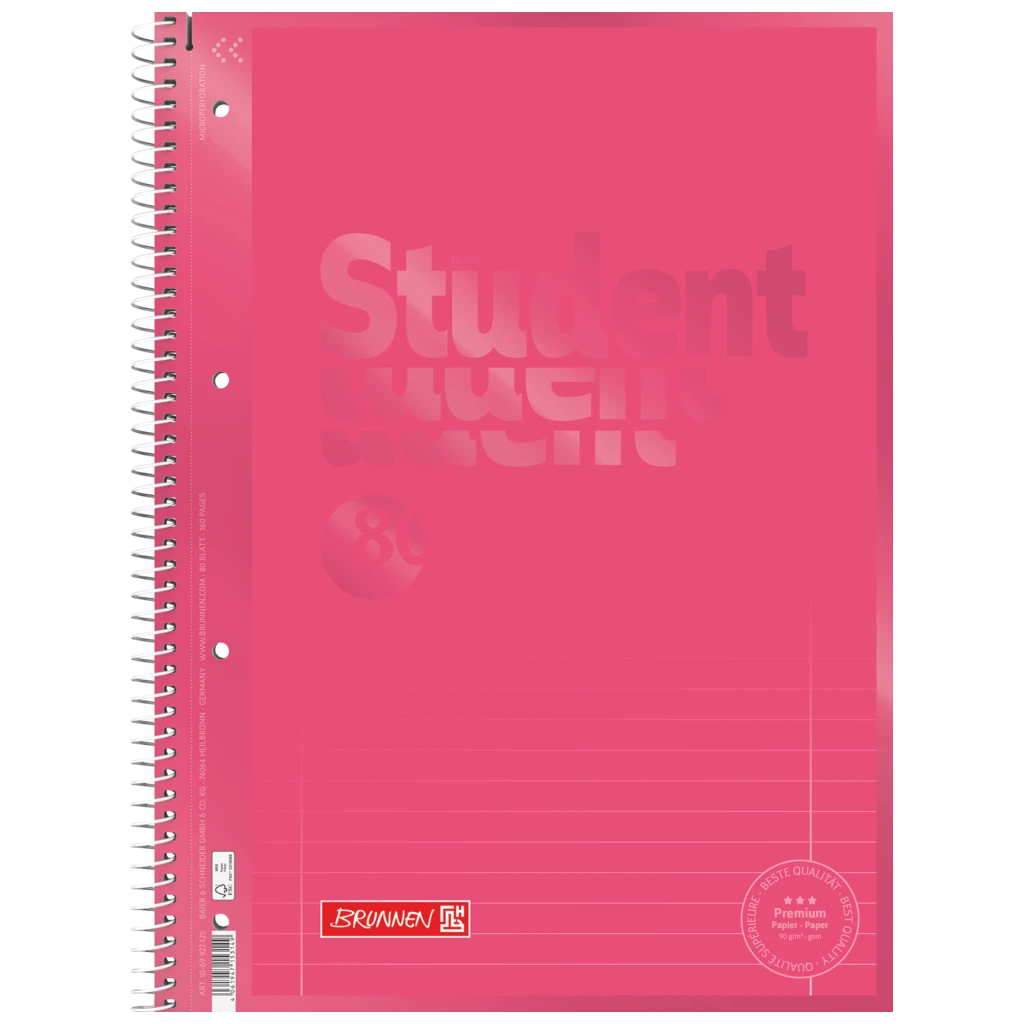 Collegeblock Premium Student Colour Code | A4, Lineatur 27, 80 Blatt, tulip