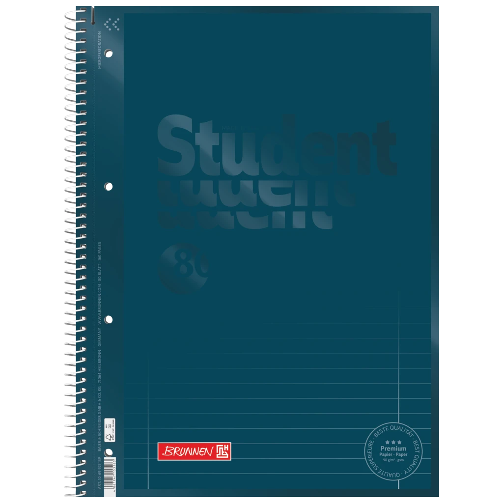 Collegeblock Premium Student Colour Code | A4, Lineatur 27, 80 Blatt, denim