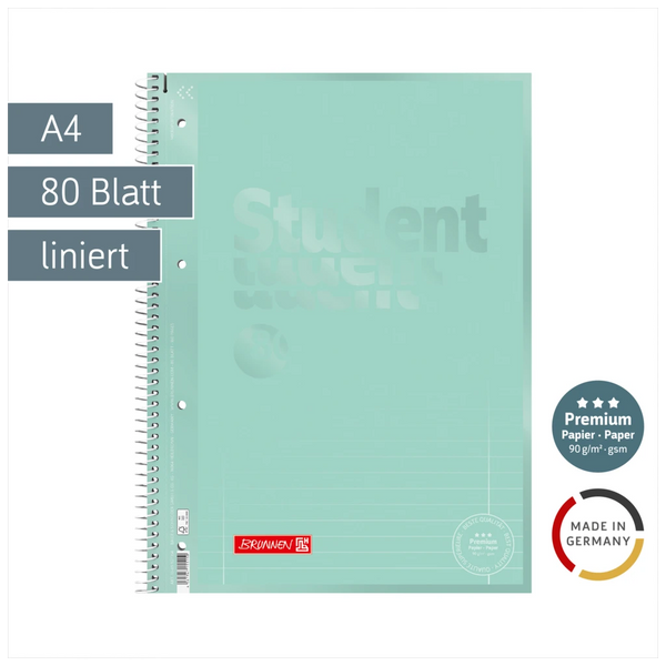 Collegeblock Premium Student Colour Code | A4, Lineatur 27, 80 Blatt, mint