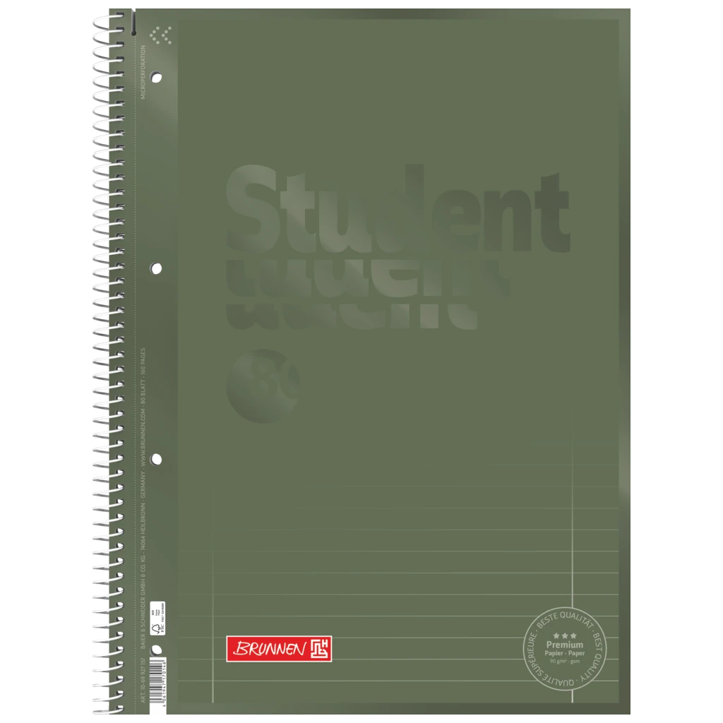 Collegeblock Premium Student Colour Code | A4, Lineatur 27, 80 Blatt, olive