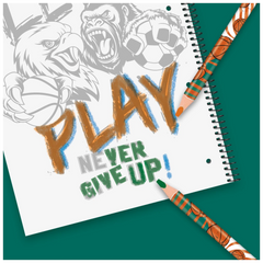 Collegeblock Premium Student Sporty Animals | A4, Lineatur 27, 80 Blatt, orange/mehrfarbig
